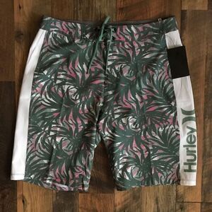 Hurley men’s swim trunks shorts green ties unlined size 30 New with tags